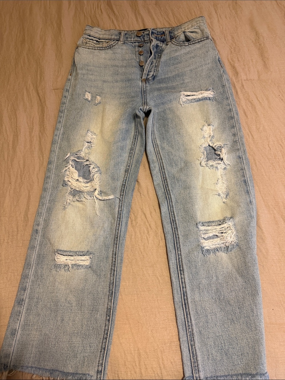 BDG Light Blue Distressed High-Rise Straight Jeans